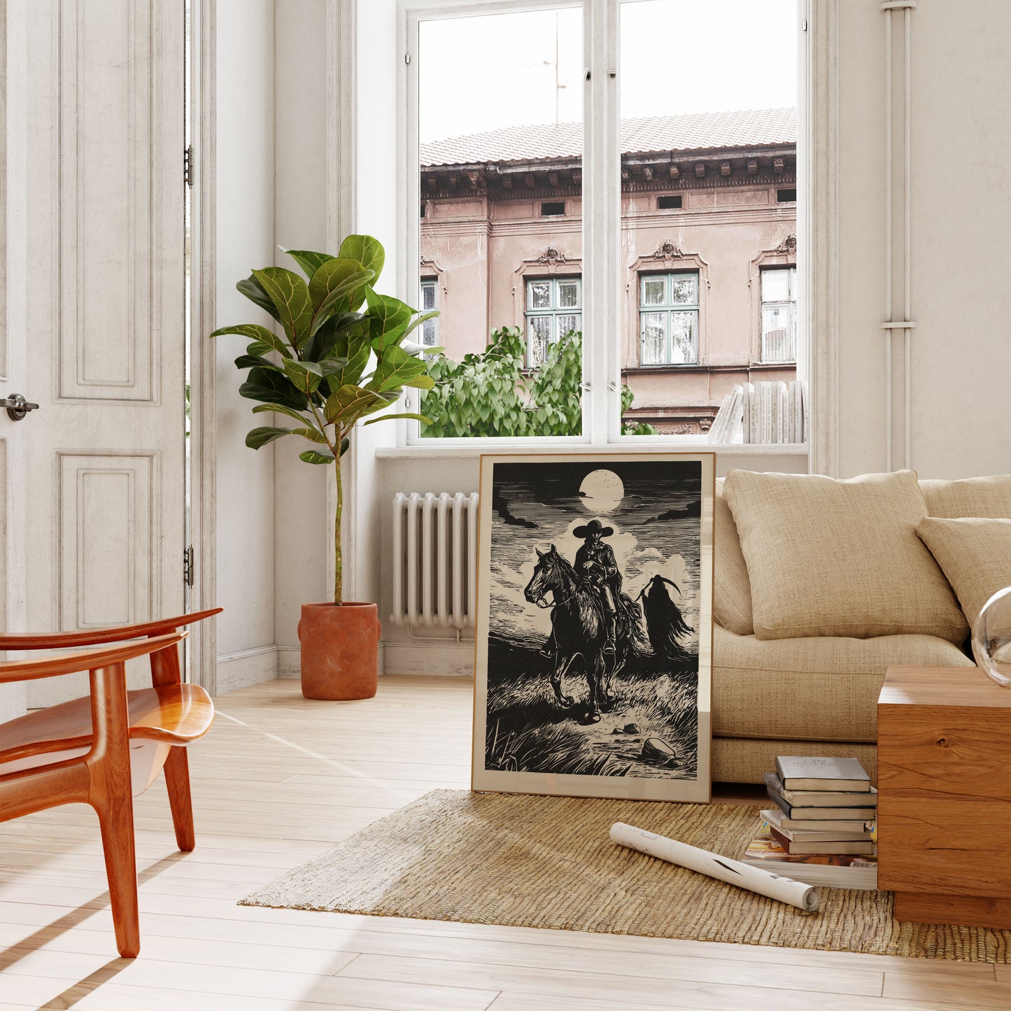 Månebelyst Cowboy-rytter Plakat