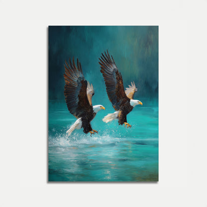 Soaring Eagles Over Turquoise Waters Poster