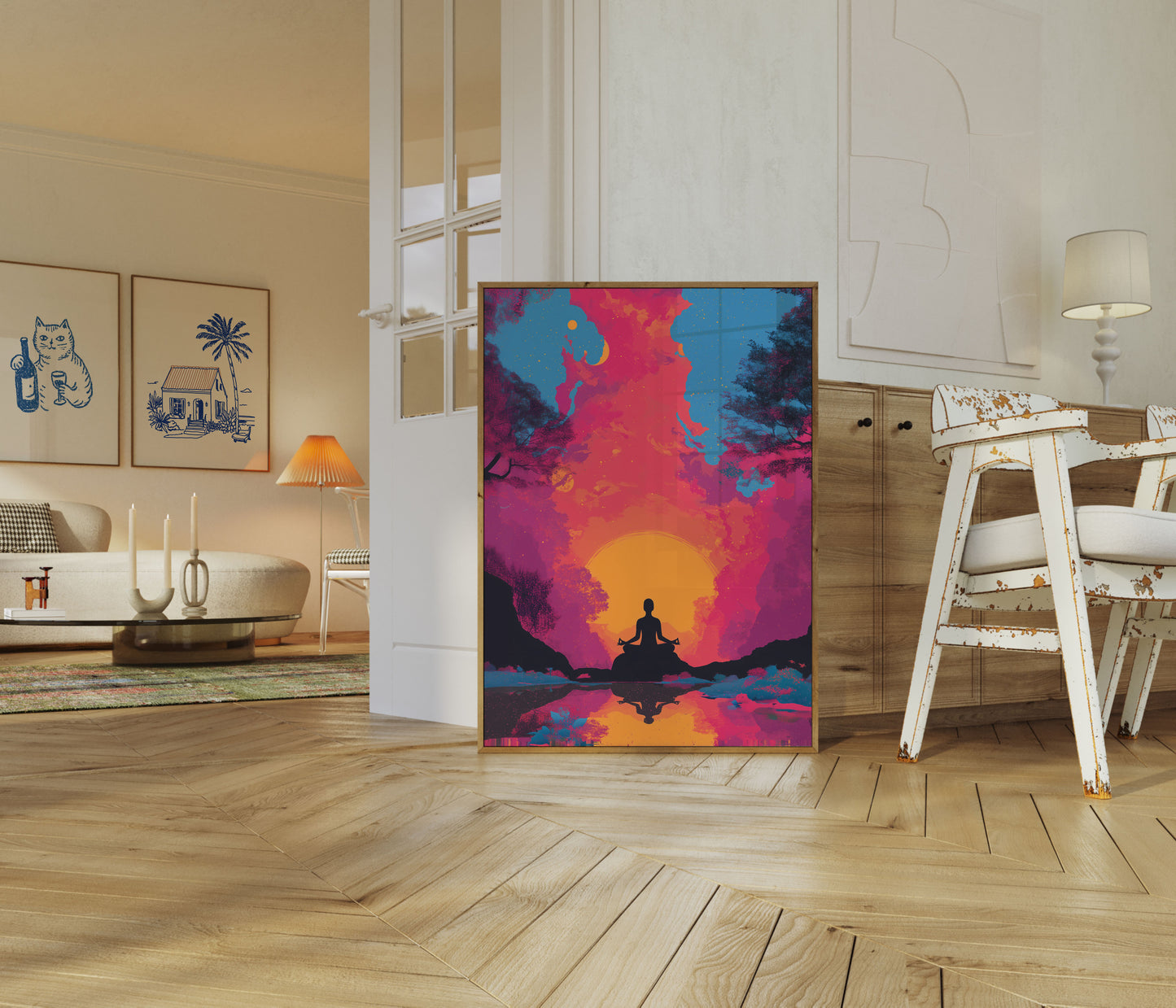 Zen Meditation Sunset Poster