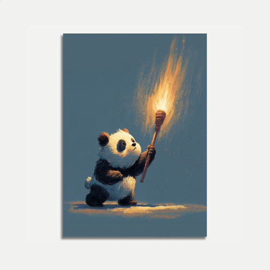 Flaming Torch Panda Adventure Poster
