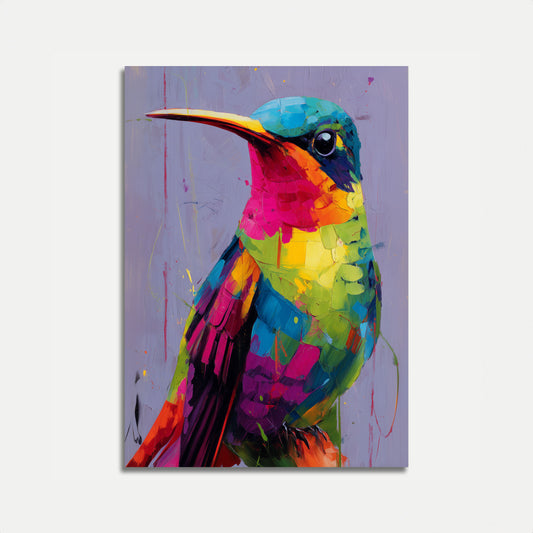 Póster de colibrí colorido y vibrante