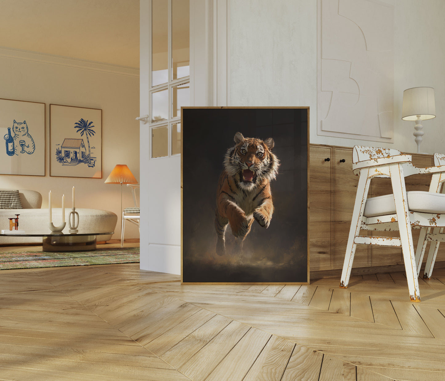 Póster del salto del tigre feroz