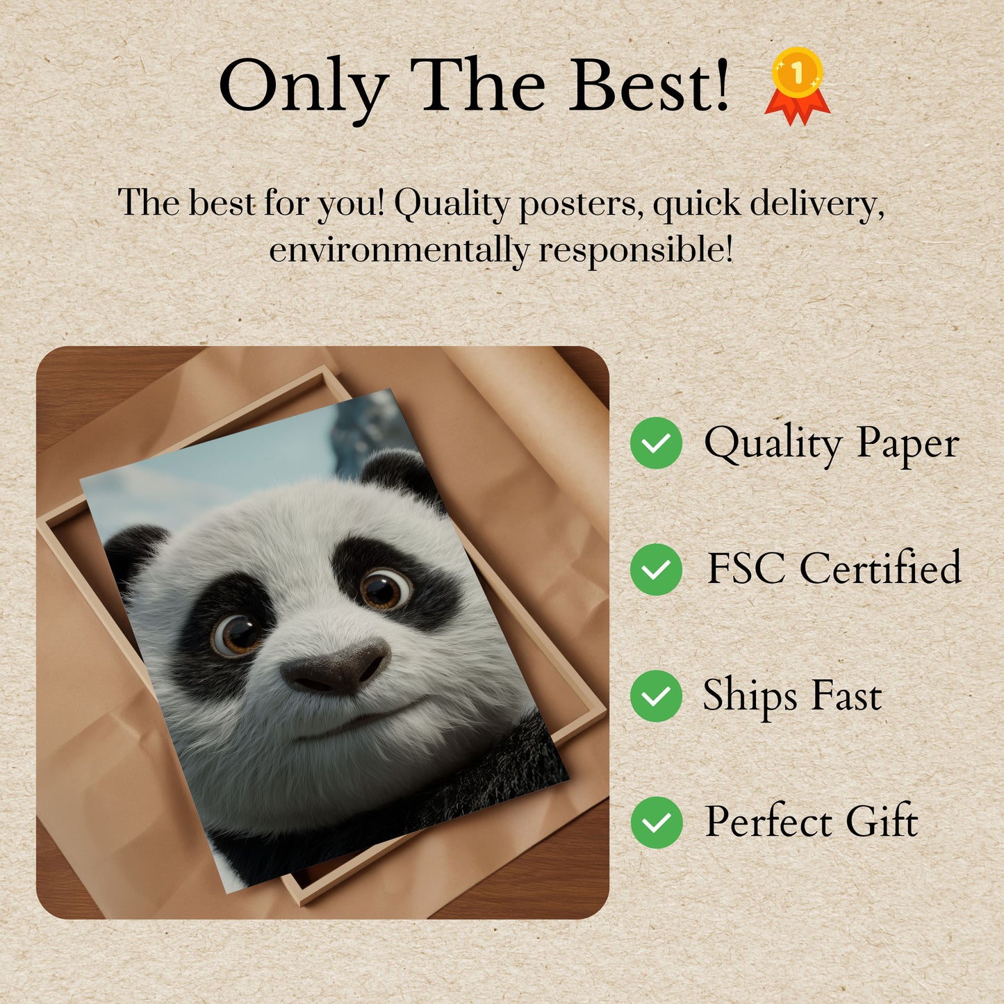 Affiche gros plan d'un adorable panda