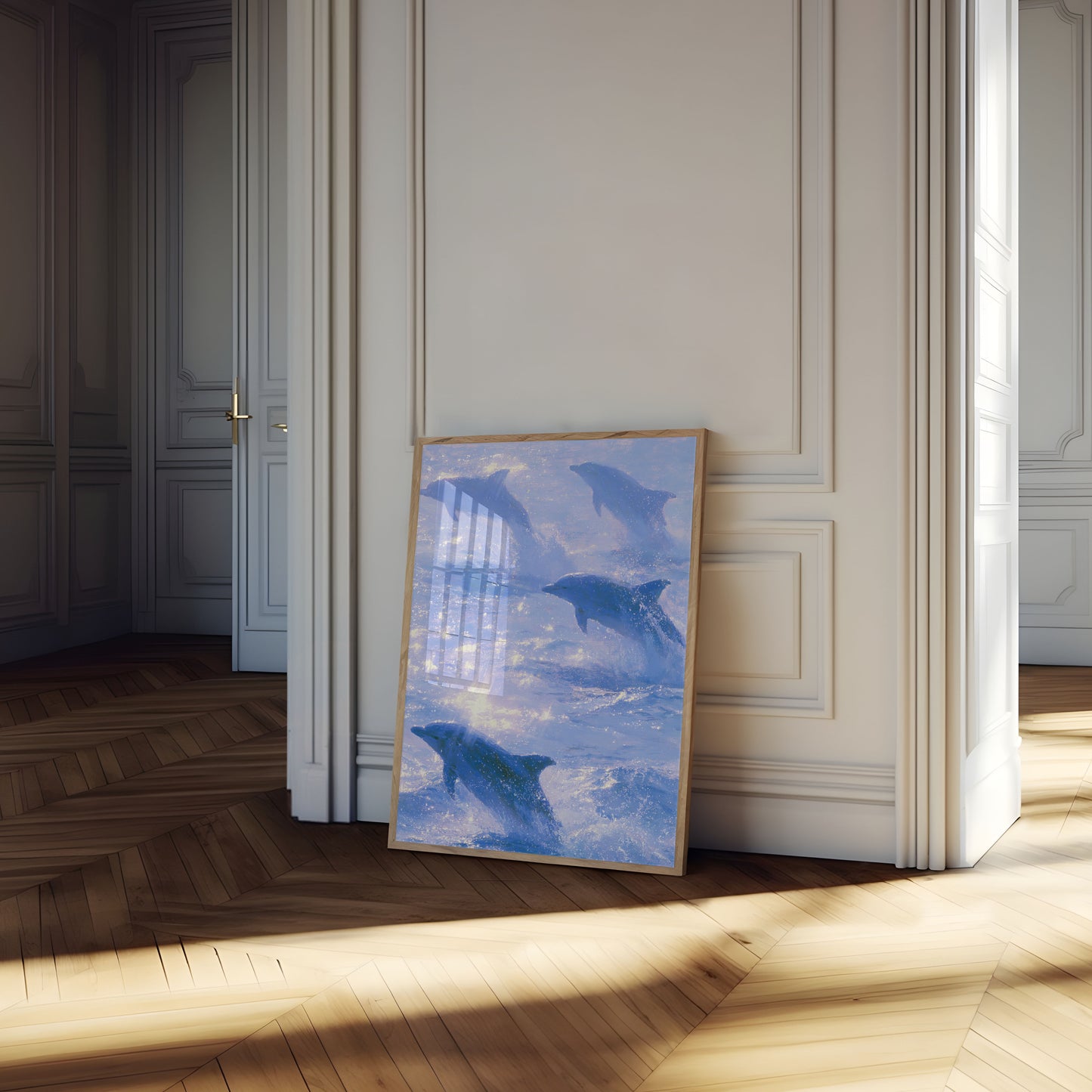 Wale springen durch Wellen Poster