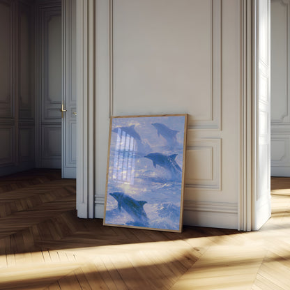 Wale springen durch Wellen Poster