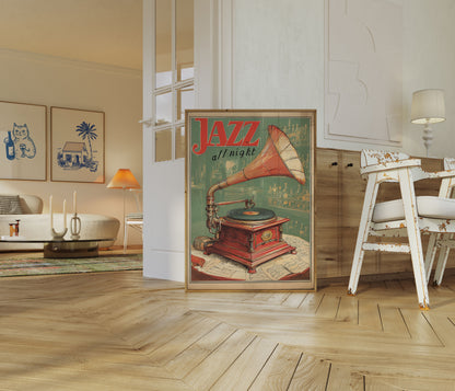 Jazz All Night Vintage Poster