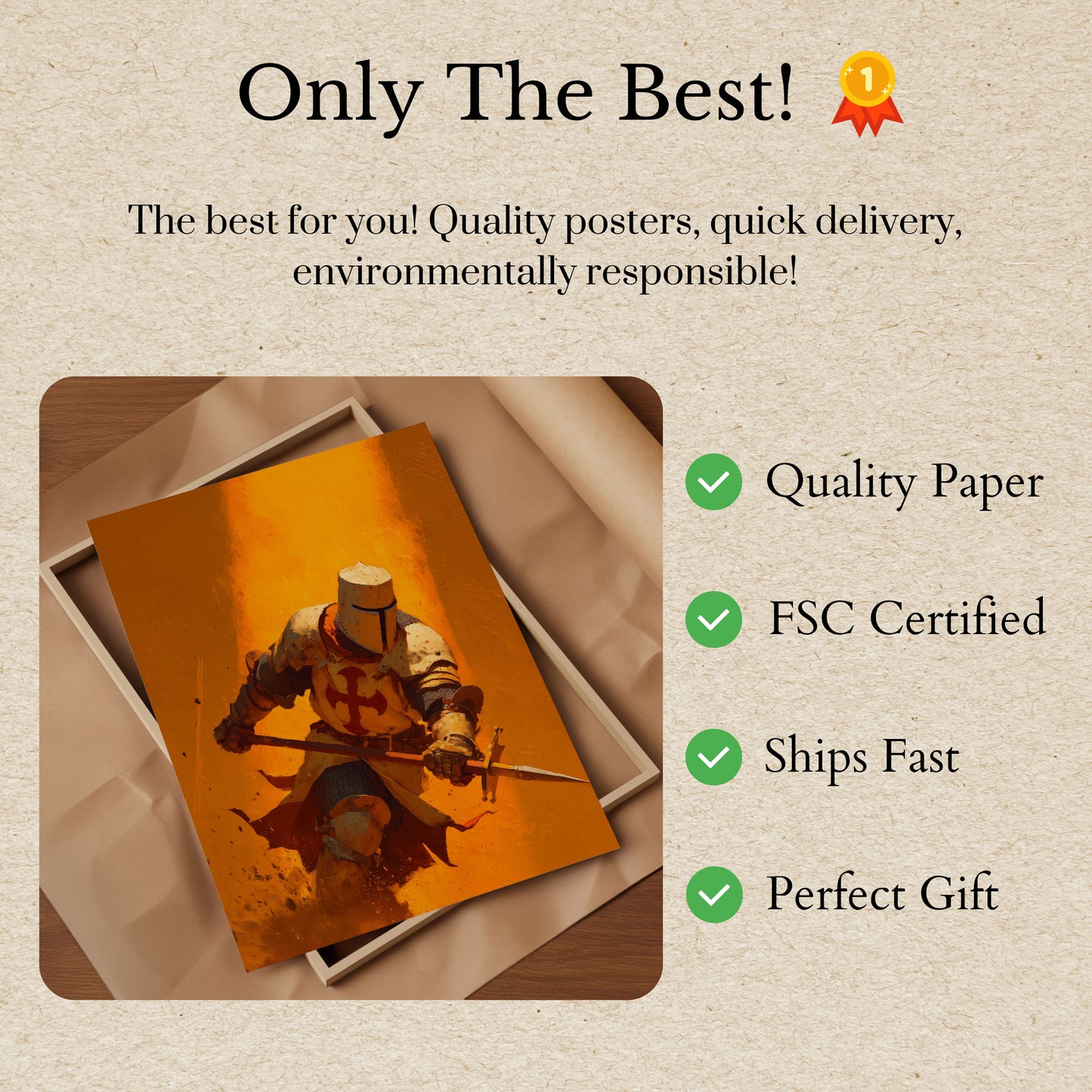 Medieval Knight in Flames Poster