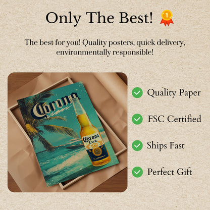 Tropical Corona Beach Sunset Poster