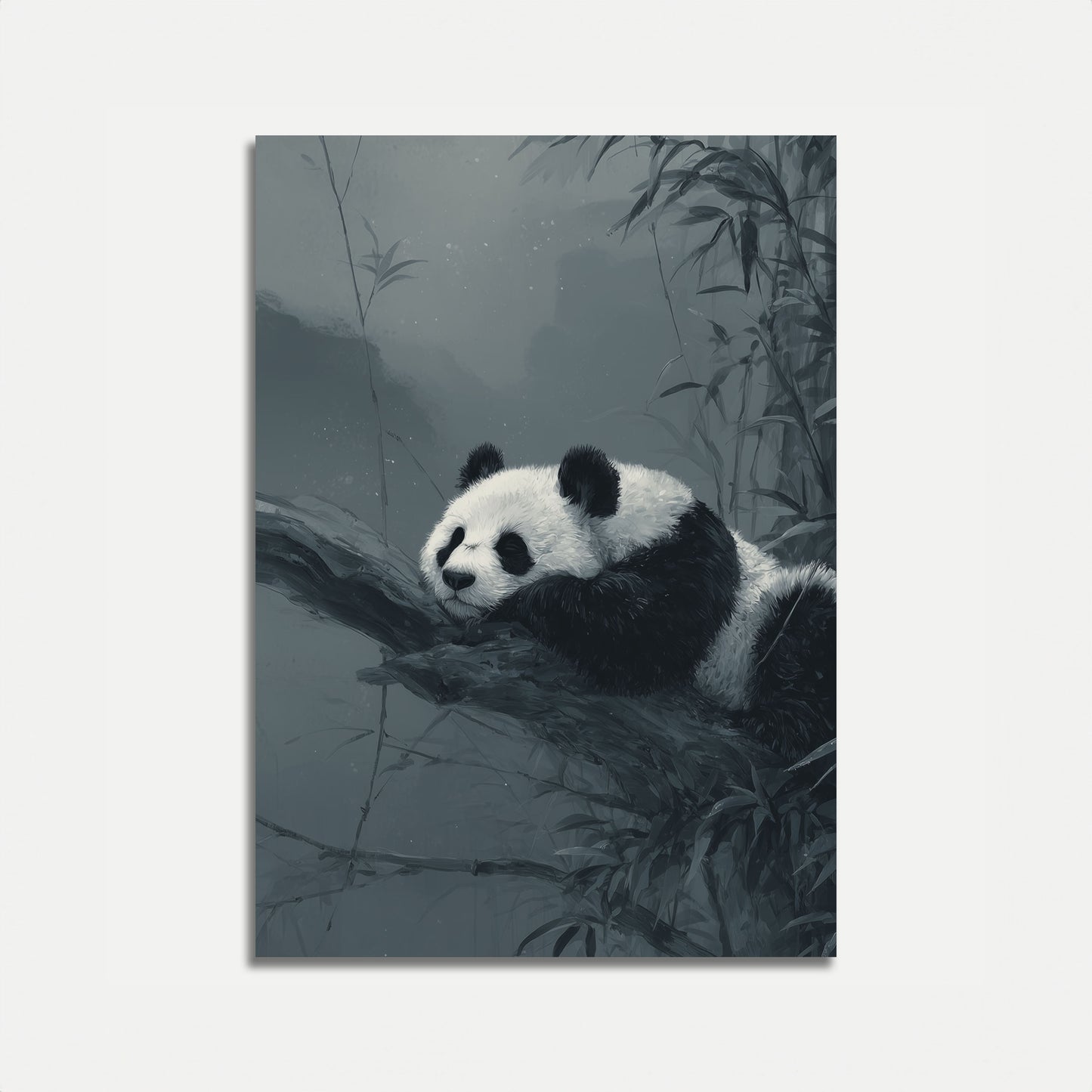 Sleepy Panda Bamboo Forest Poster