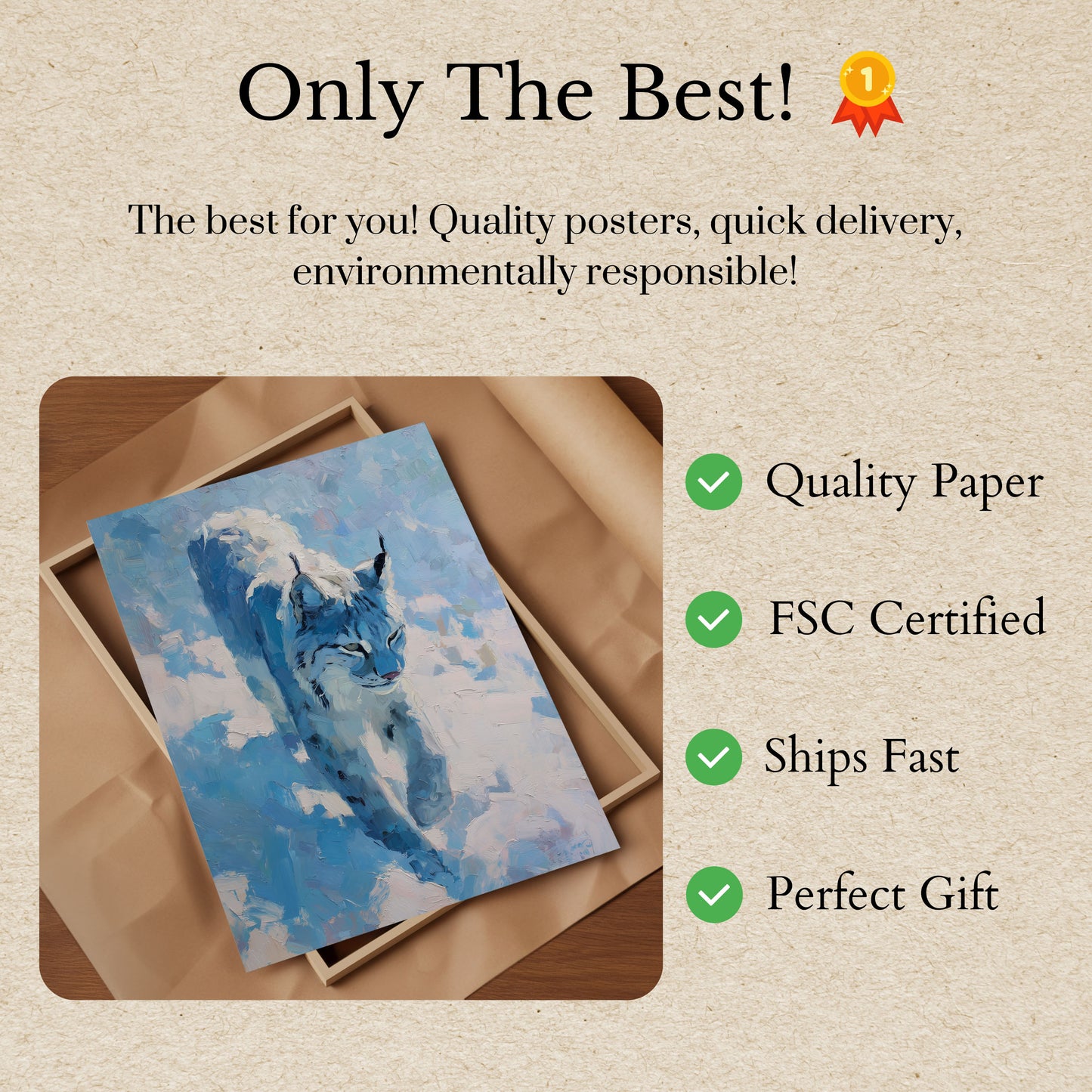 Cartel de Lince de las Nieves en Invierno