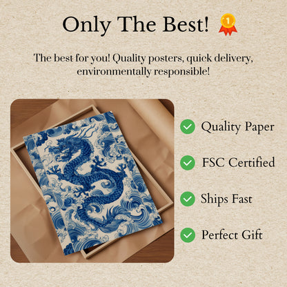 Azurblå Drage Vinker Plakat