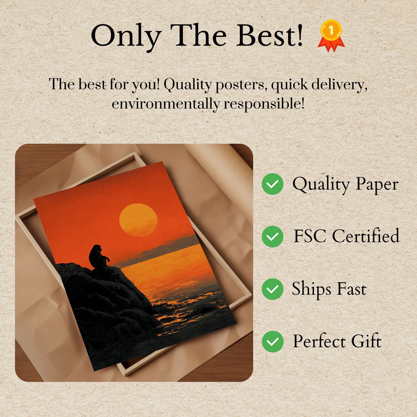 Póster del Atardecer del Mono Contemplativo