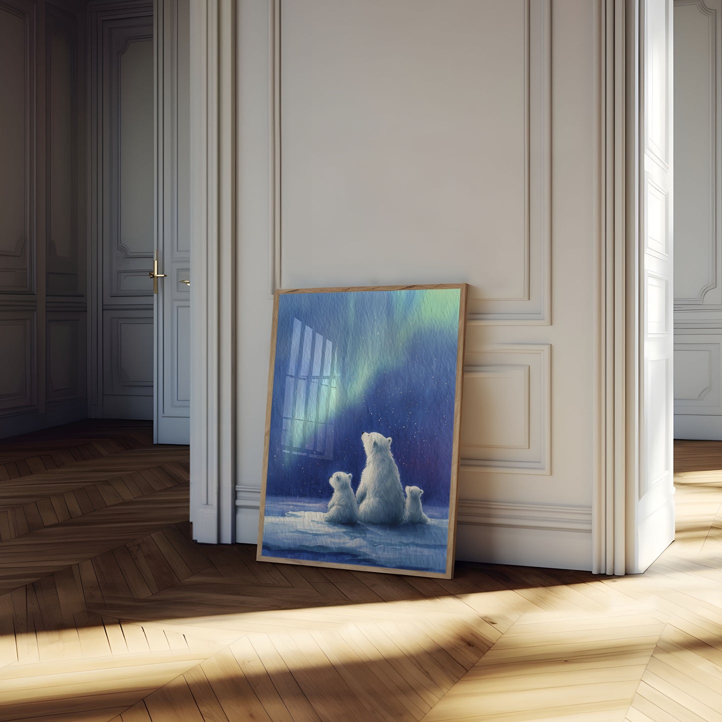 Northern Lights Polar Bears Poster