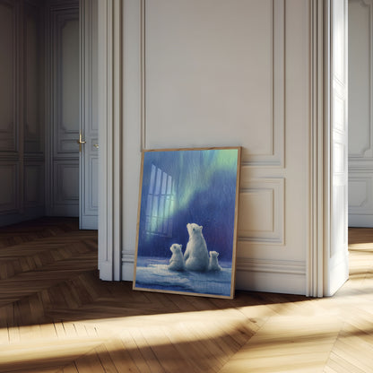 Northern Lights Polar Bears Poster