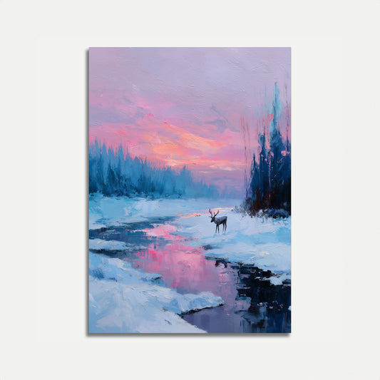 Förtrollande vinterhirsch-affisch