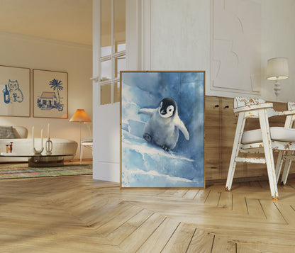 Baby Penguin Snow Dance Poster