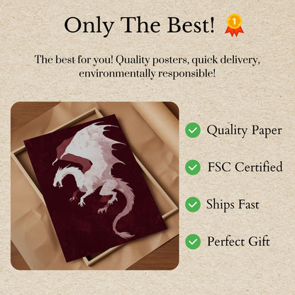 Póster de silueta de dragón carmesí