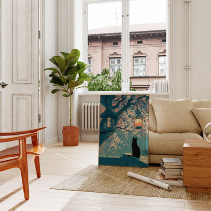 Cat Under Blooming Tree Poster