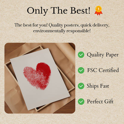 Fingerprint Heart Love Poster