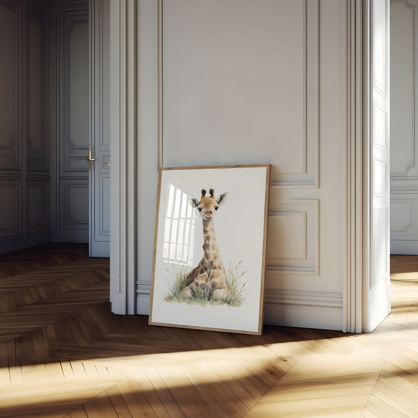 Baby Giraffe Sitting Poster