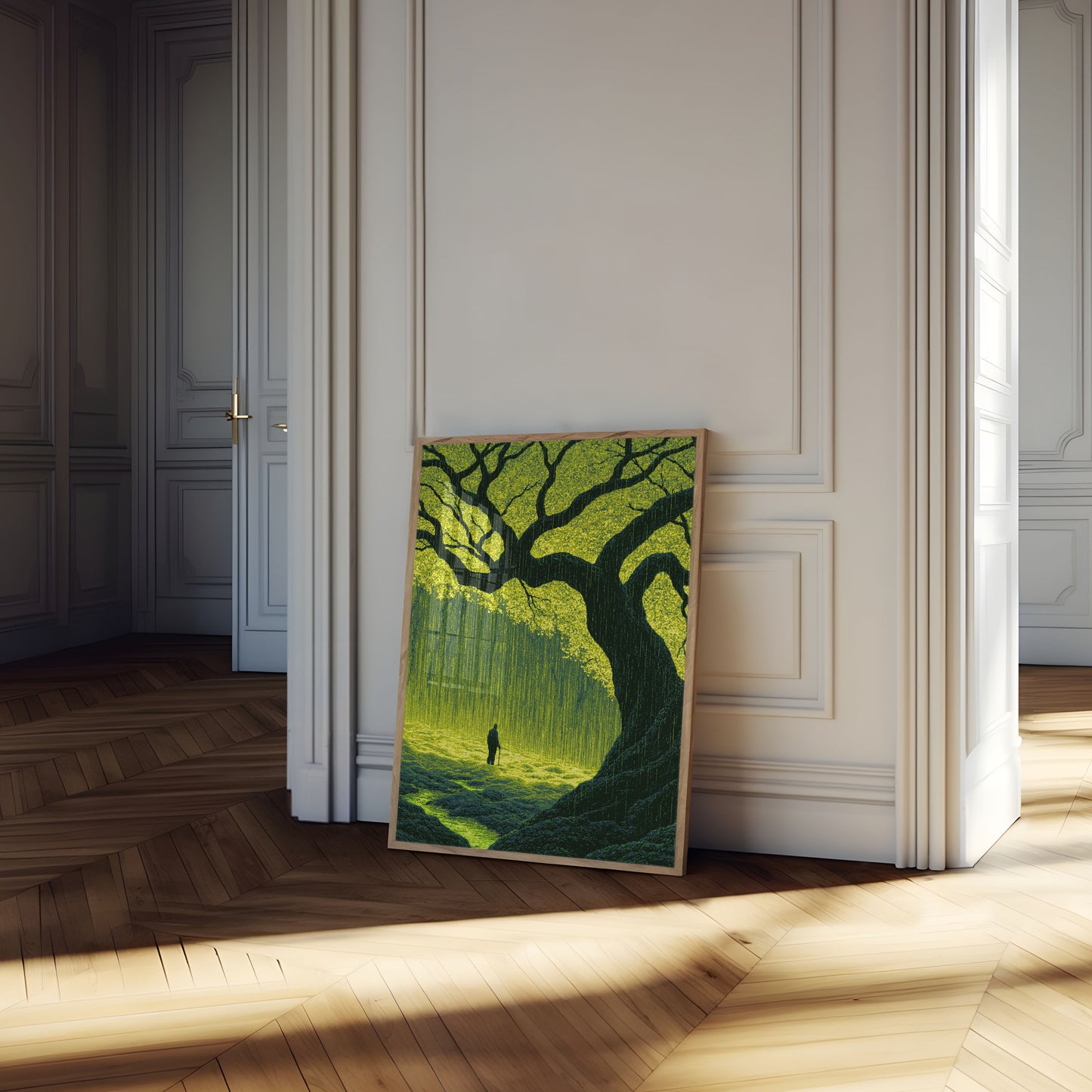 Solitary Wanderer Under Ancient Tree Poster