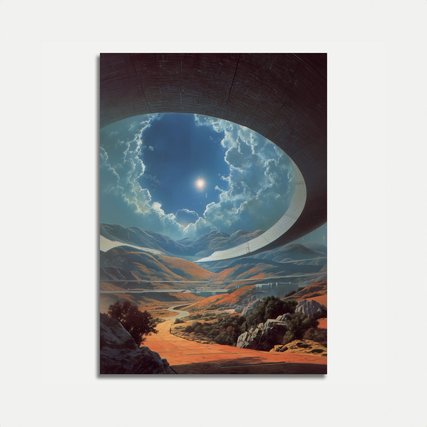 Paisagem Futurista Através de Pôster em Domo