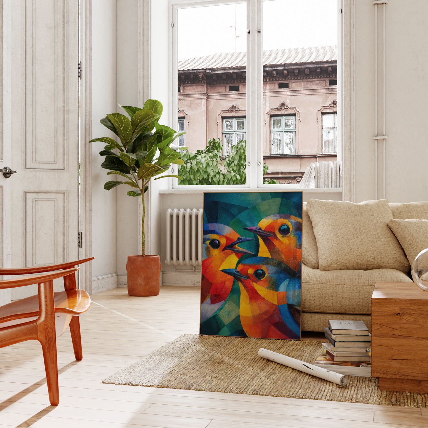 Colorful Geometric Birds Poster