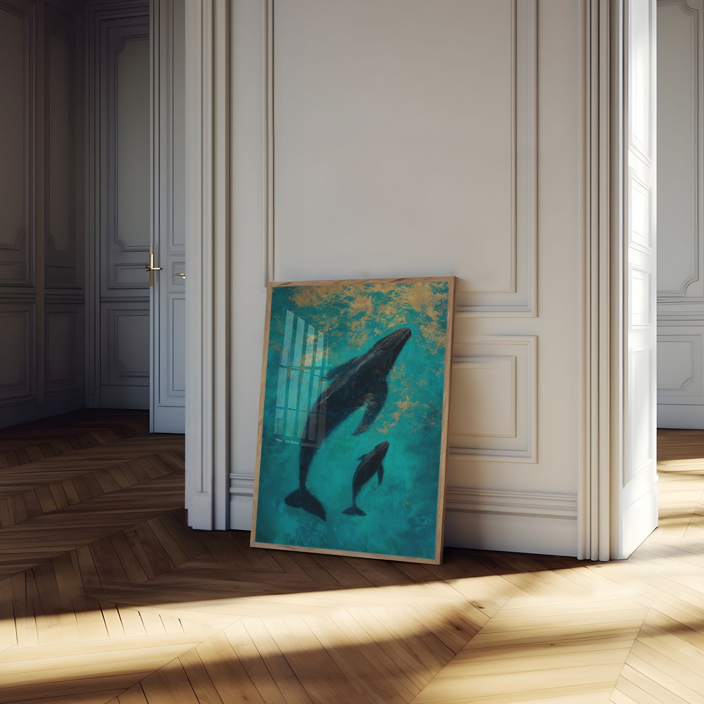 Bultrug Walvis Moeder en Kalf Poster