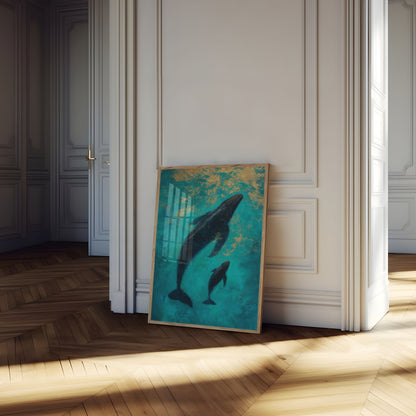 Bultrug Walvis Moeder en Kalf Poster