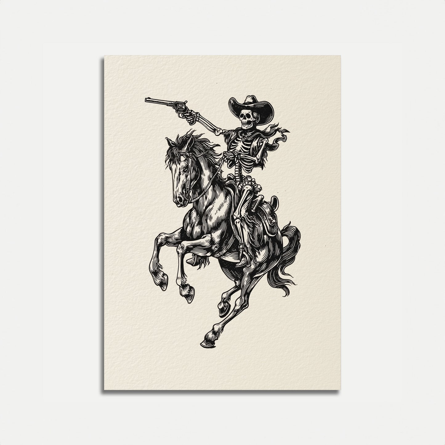 Skelett-Cowboy reitet Pferd-Poster