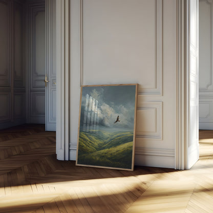 Eagle Soaring Over Valley Poster