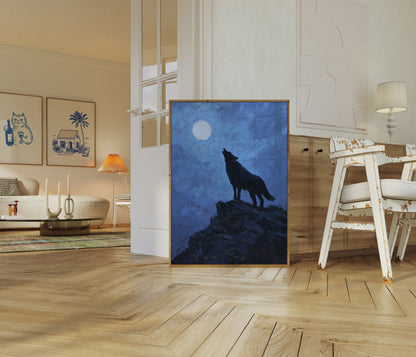Wolf heult den Mond an Poster