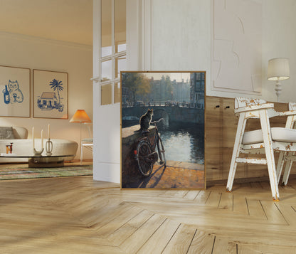 Cat on Amsterdam Bridge Poster