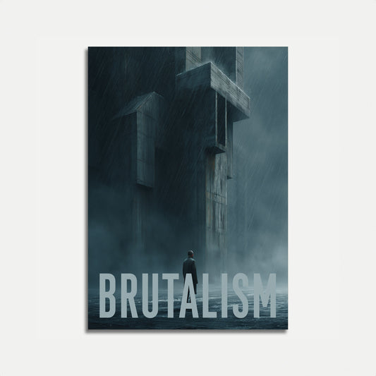 Brutalist Architecture in Rain Poster
