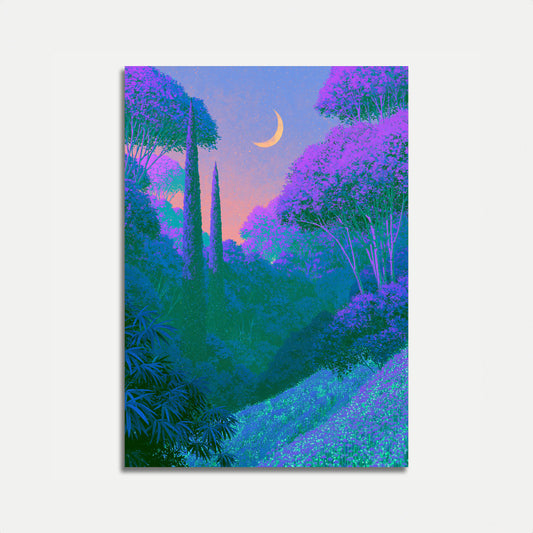 Magical Garden Night Moon Poster