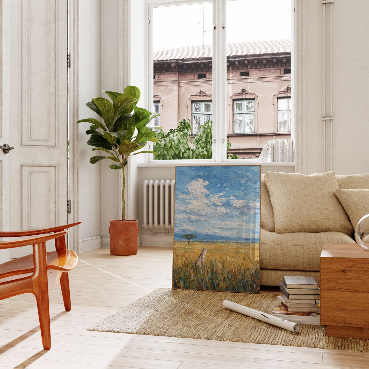 Póster de guepardo sereno de la sabana