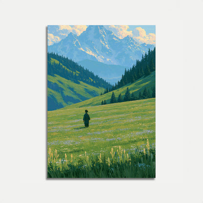 Mountain Meadow Hiker Poster