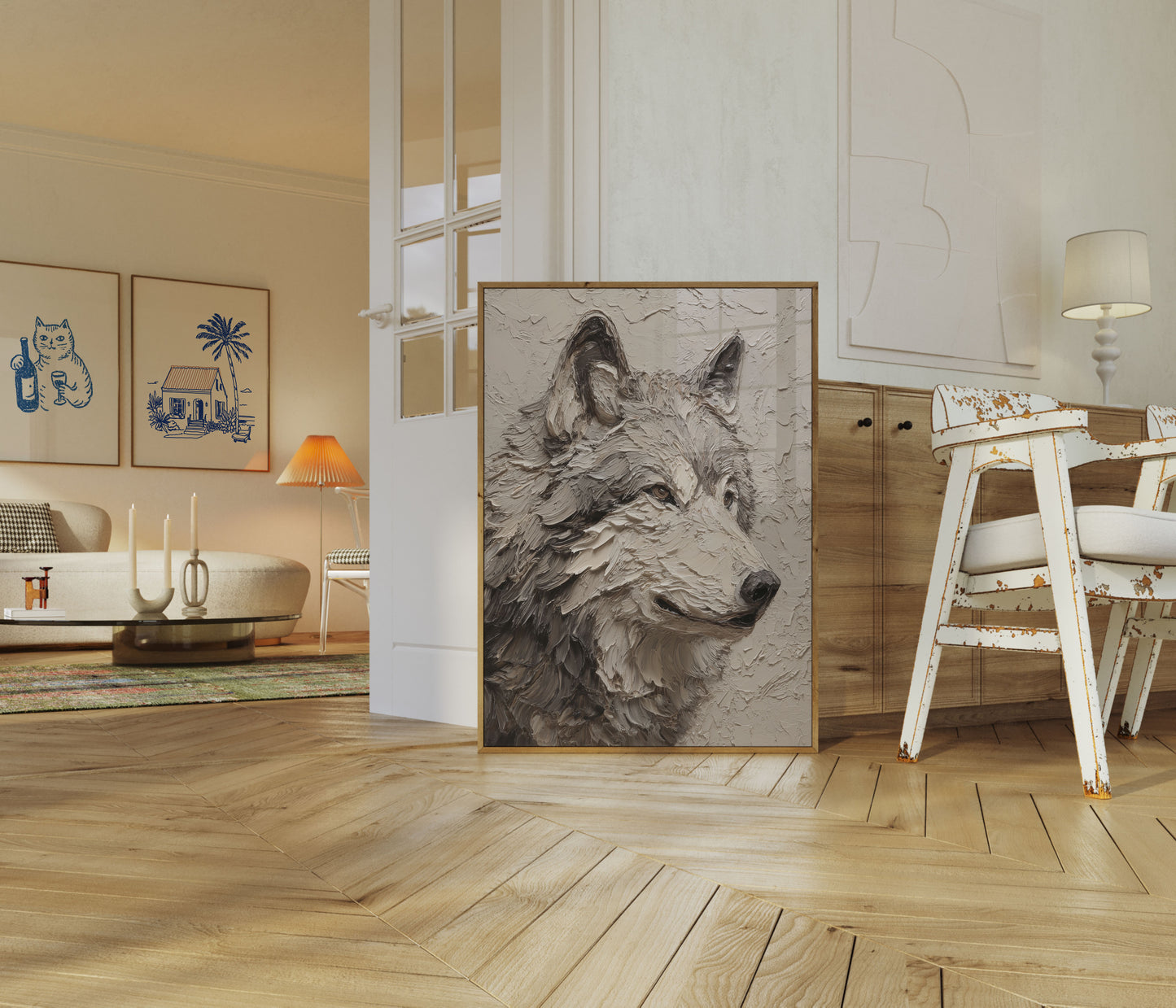 Textured Wolf Profile Poster