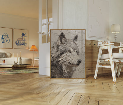 Textured Wolf Profile Poster