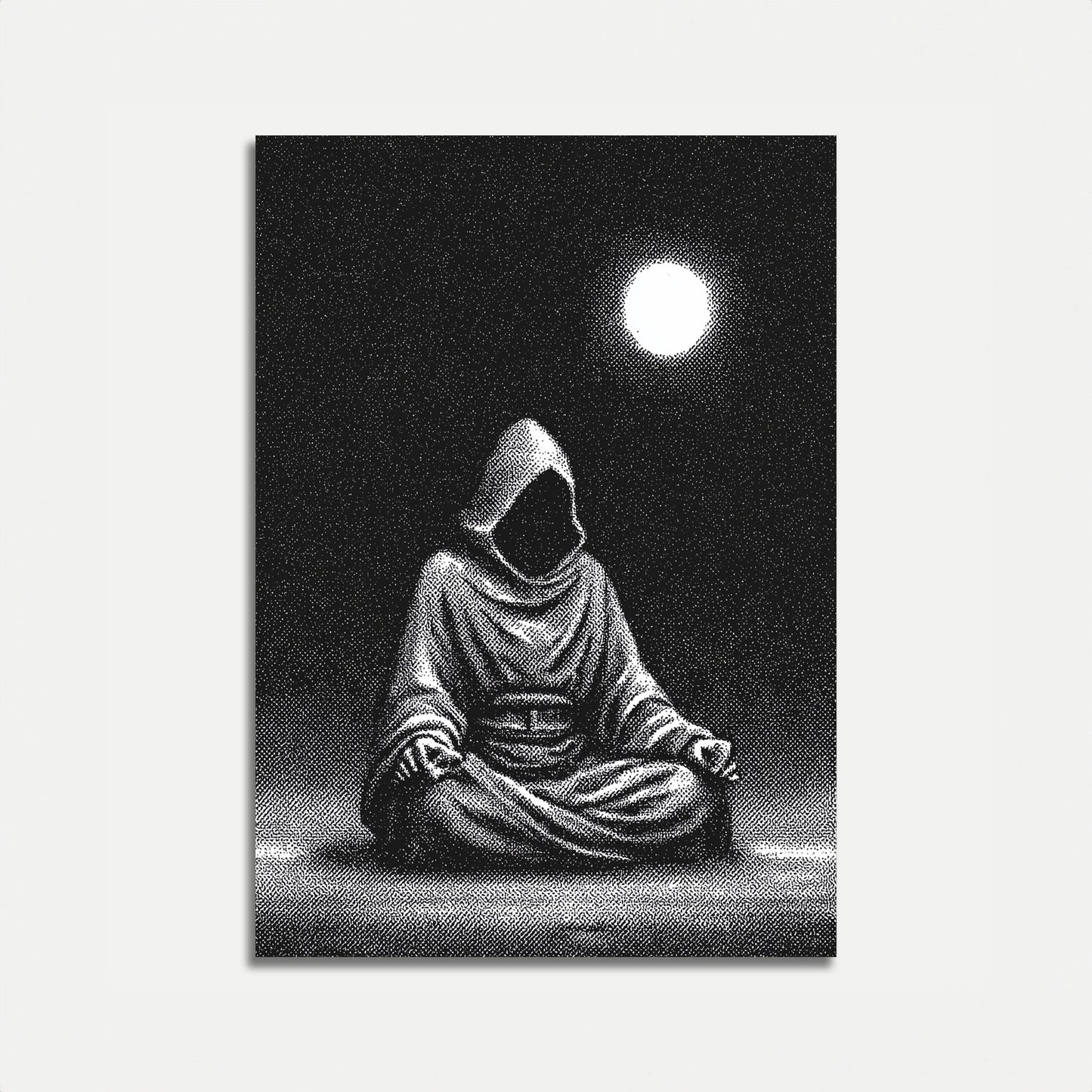 Póster de Astronauta Meditando Bajo la Luz de la Luna