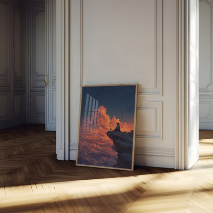 Starlit Fishing Solitude Poster