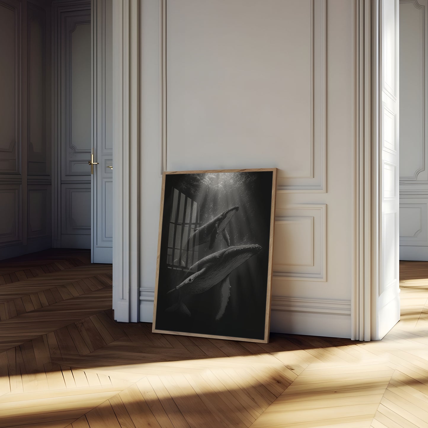 Buckelwale steigen ins Licht Poster