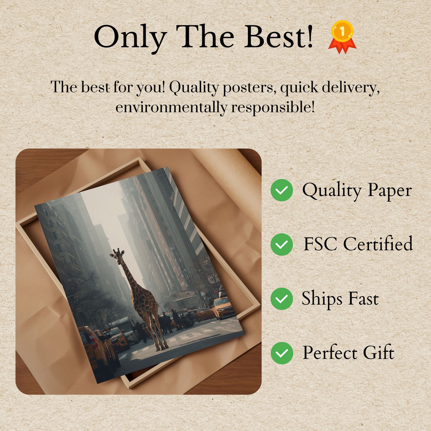 Urban Giraffe City Street Poster