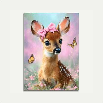 Poster Carino Cervo con Fiocco Rosa