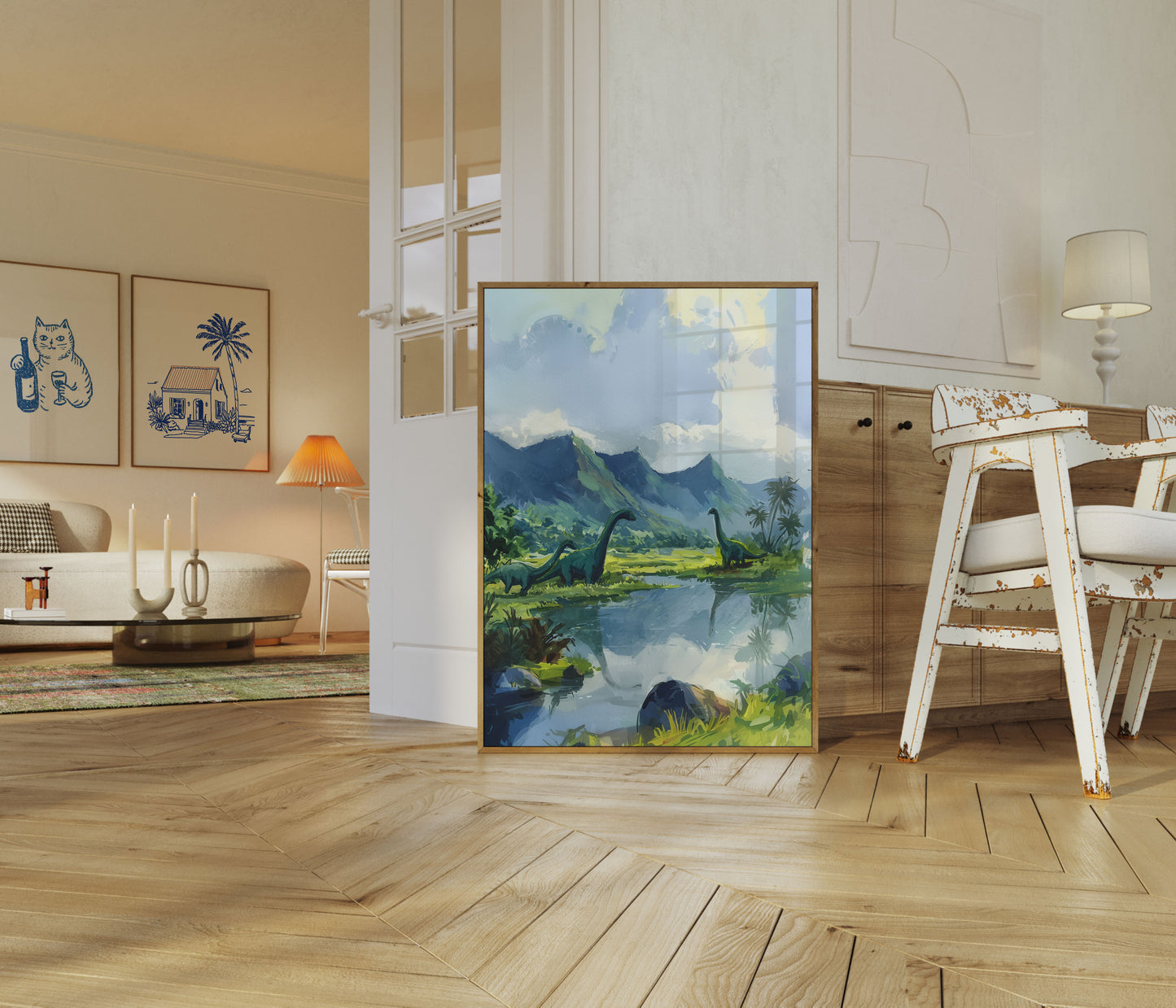 Prehistoric Dinosaur Landscape Poster