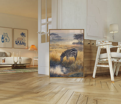 Serene Zebra Watercolor Poster