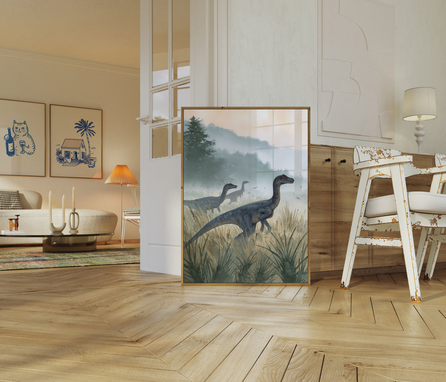 Misty Dinosaur Wilderness Poster