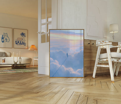 Man Walking Above Clouds Poster