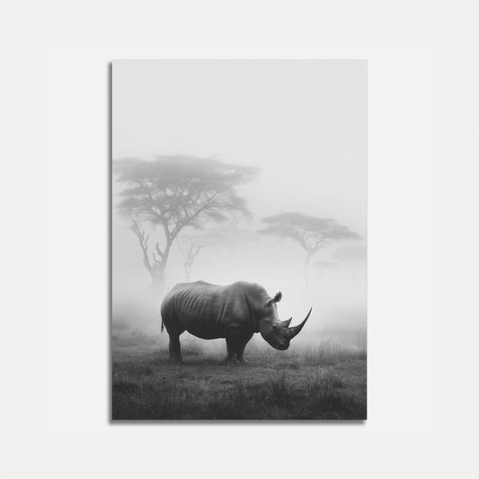 Misty Rhino Savanna Poster
