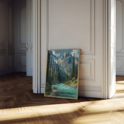 Póster de naturaleza salvaje de río de montaña